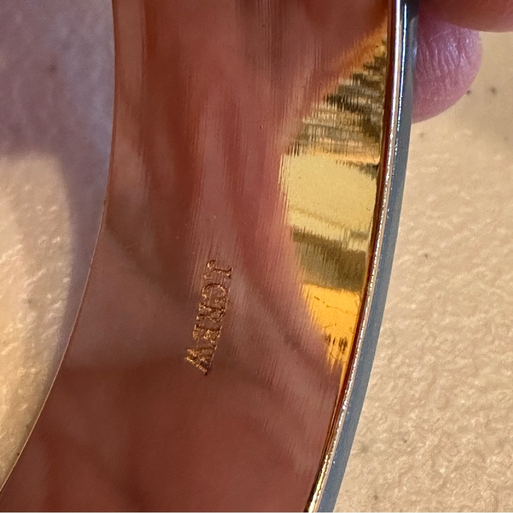 NWT J. Crew Bangle Bracelet- gold tone interior, faux tortoise & blue acrylic - Picture 14 of 14